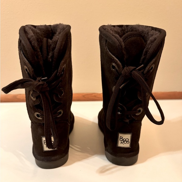 BooRoo size 7 brown suede boots with lace up backs - Picture 3 of 5